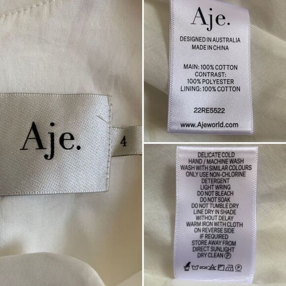 Aje Henriette Cutout Cotton-twill Mini Dress‎ White Size 4 - Picture 8 of 12